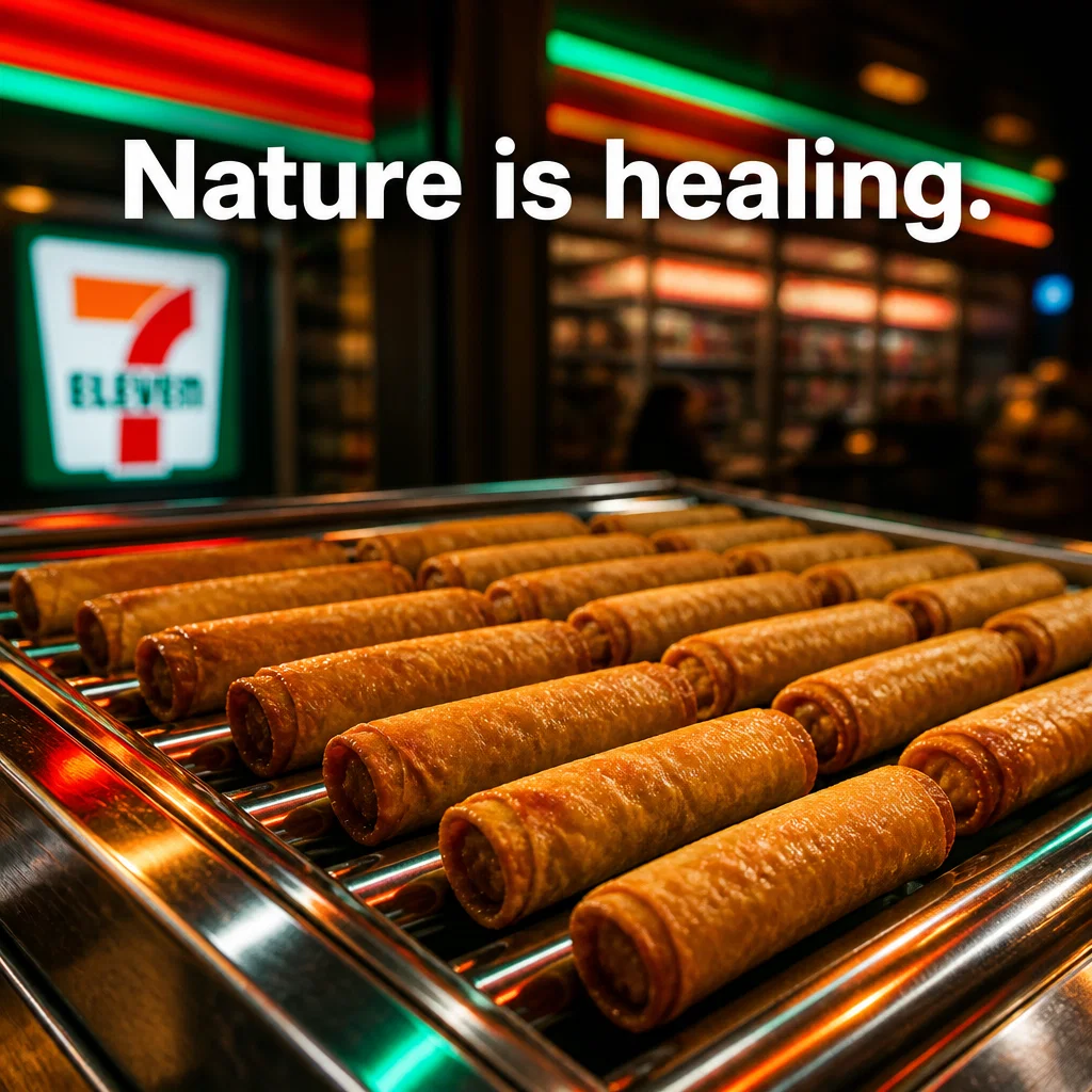 7-Eleven meme ad example: Roller Grill Zen