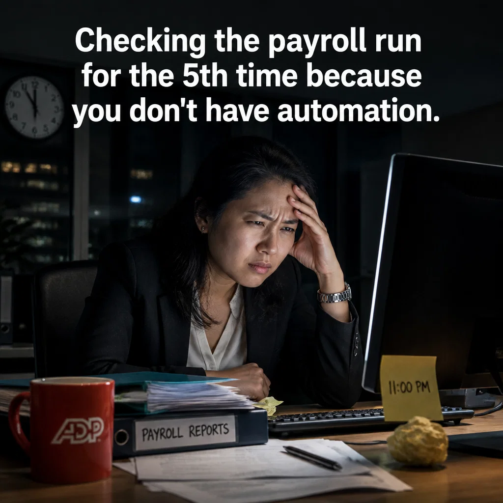 ADP meme ad example: The Manual Error Dread