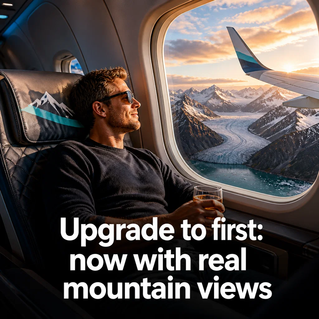 Alaska Airlines meme ad example: First Class Wilderness