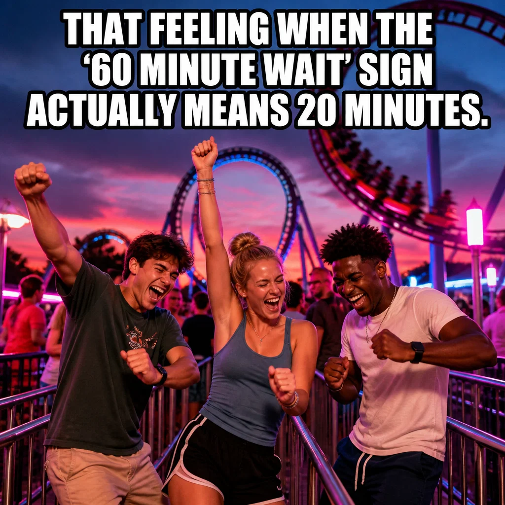 Amusement Park meme ad example: The 'Wait' Worthy