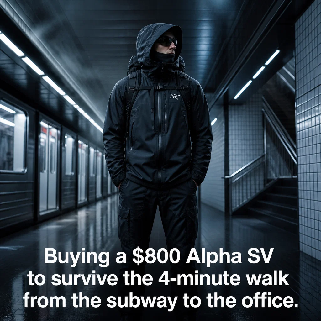 Arc'teryx ad and meme examples