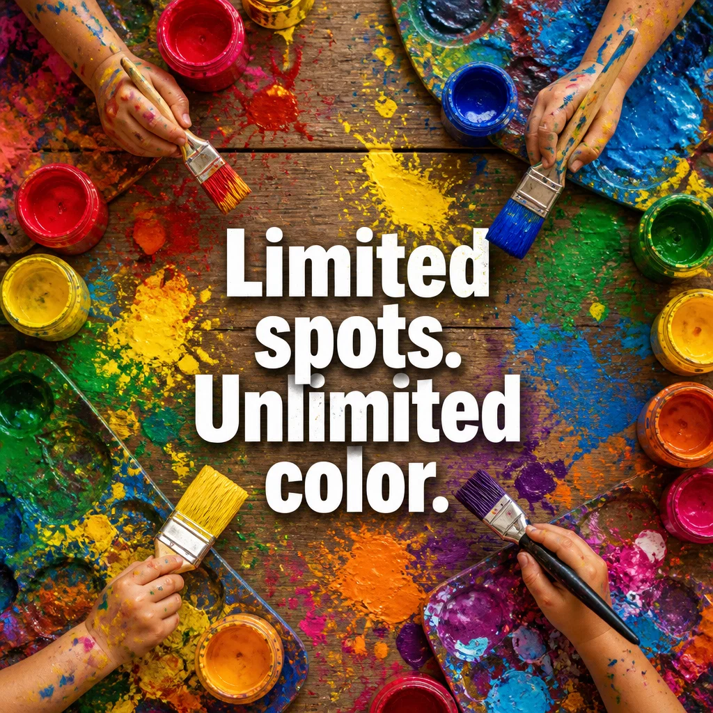 Art Classes ad concept example: Palette Party