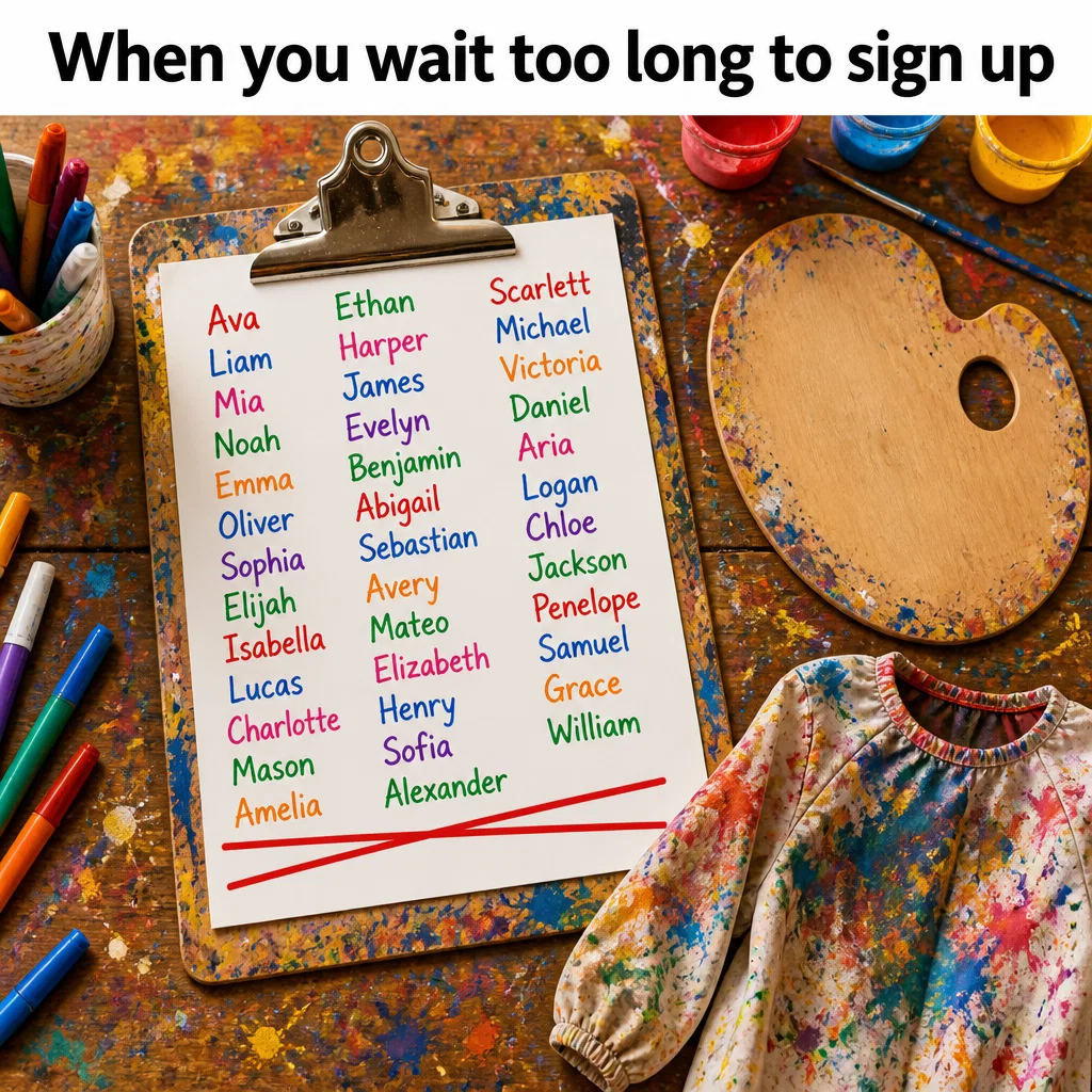 Art Classes meme ad example: Palette Panic