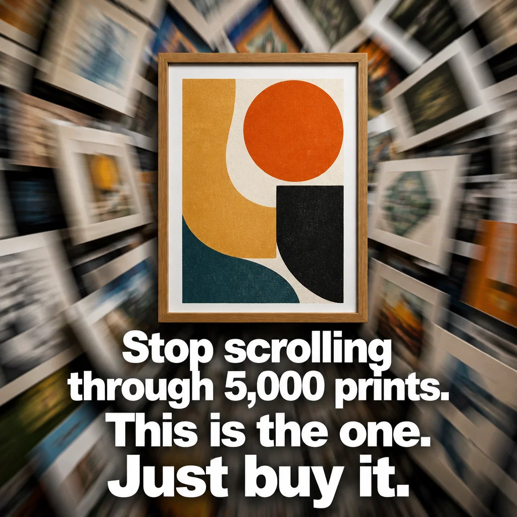 Art Prints meme ad example: The Infinite Scroll