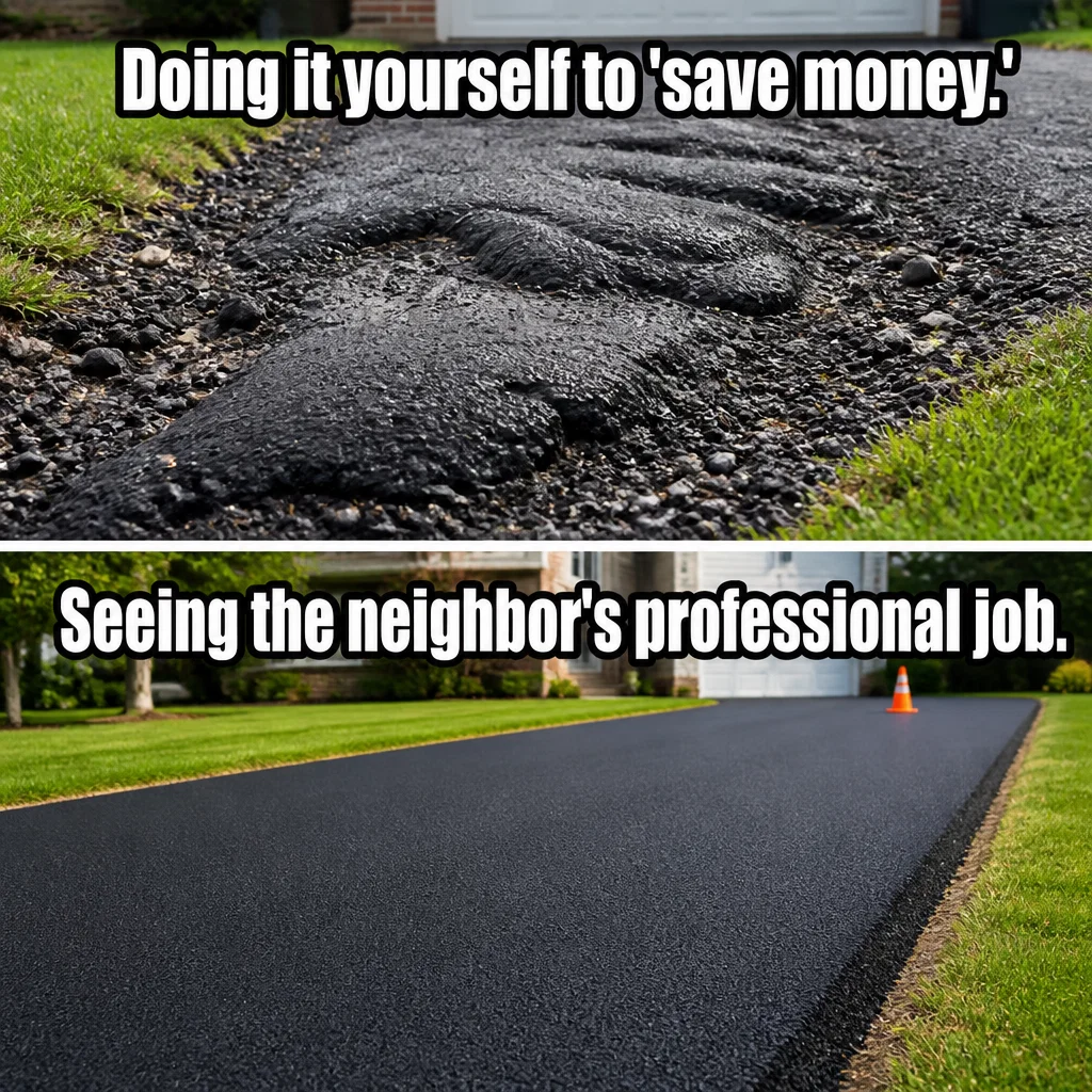 Asphalt Paving meme ad example: The DIY Disaster
