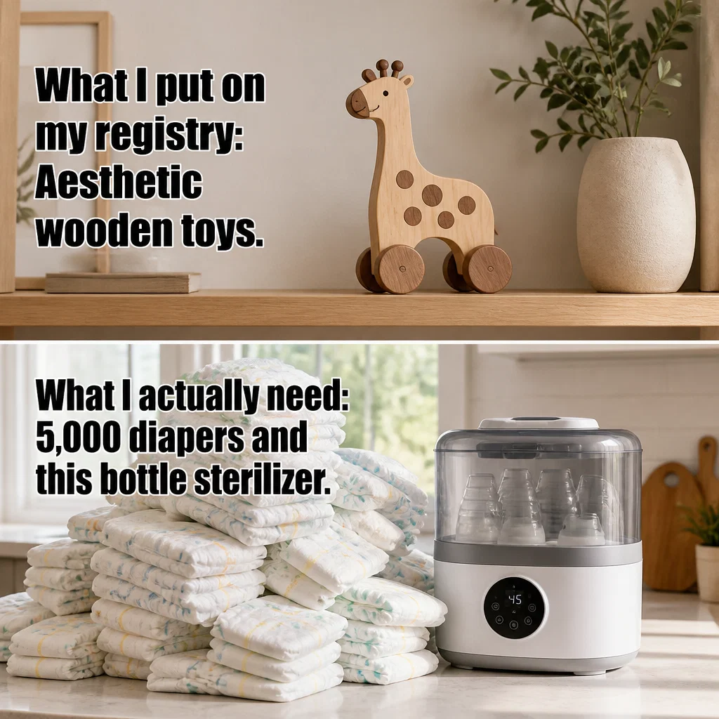 Baby Products meme ad example: Registry Reality
