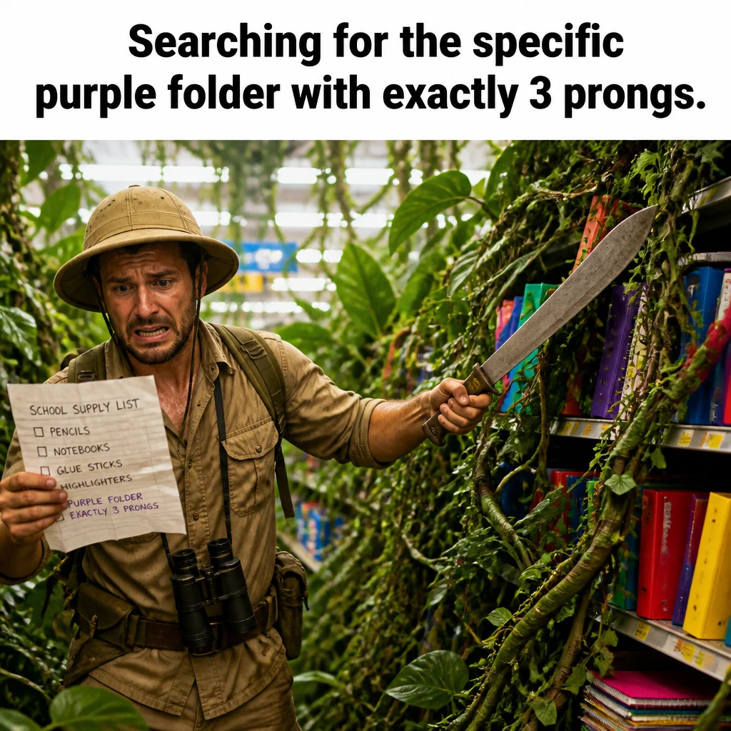 Back to School meme ad example: The Supply List Struggle