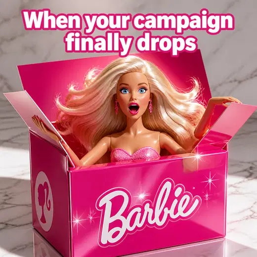 Barbie meme ad example: Box Reveal Meme