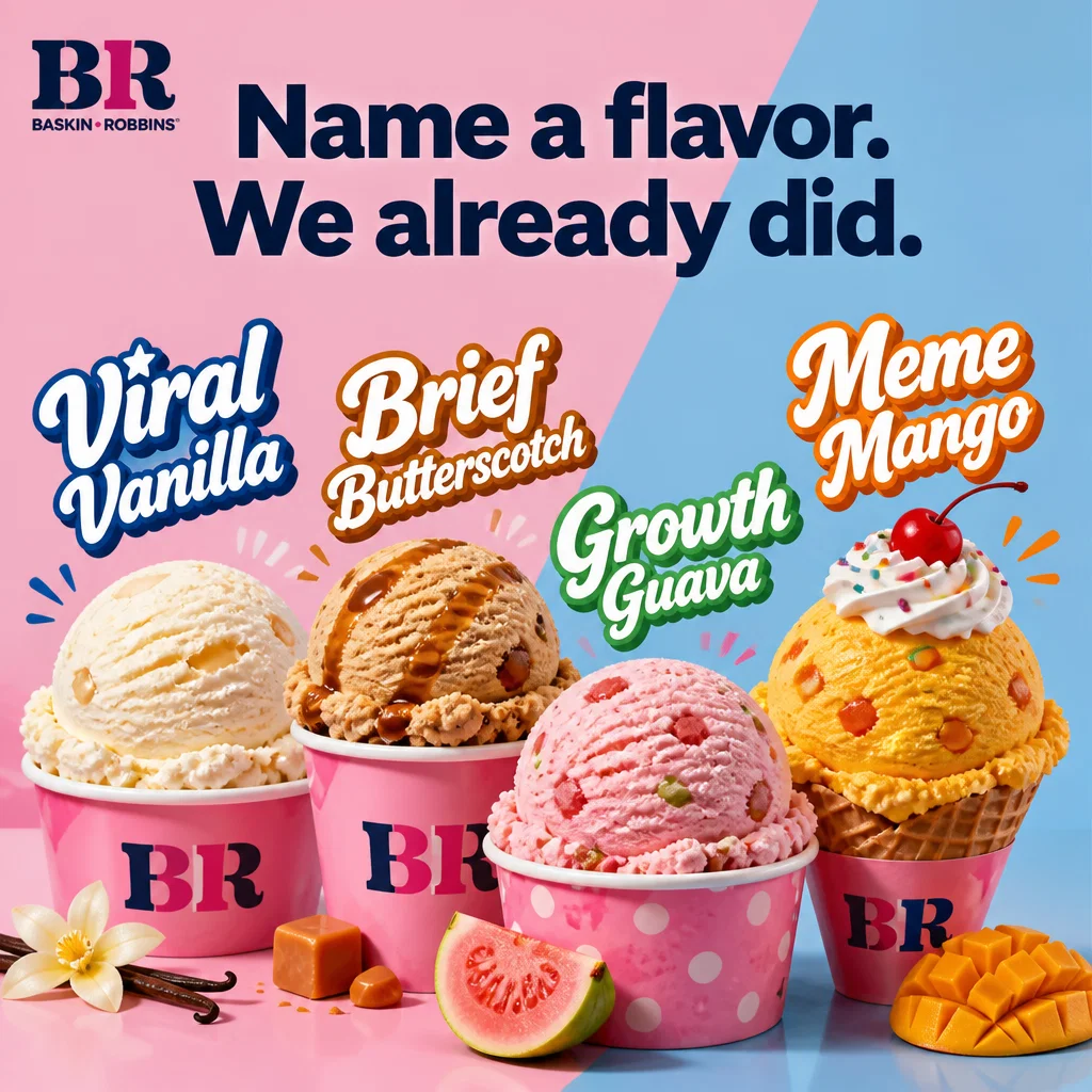 Baskin-Robbins ad concept example: Flavor Name Game