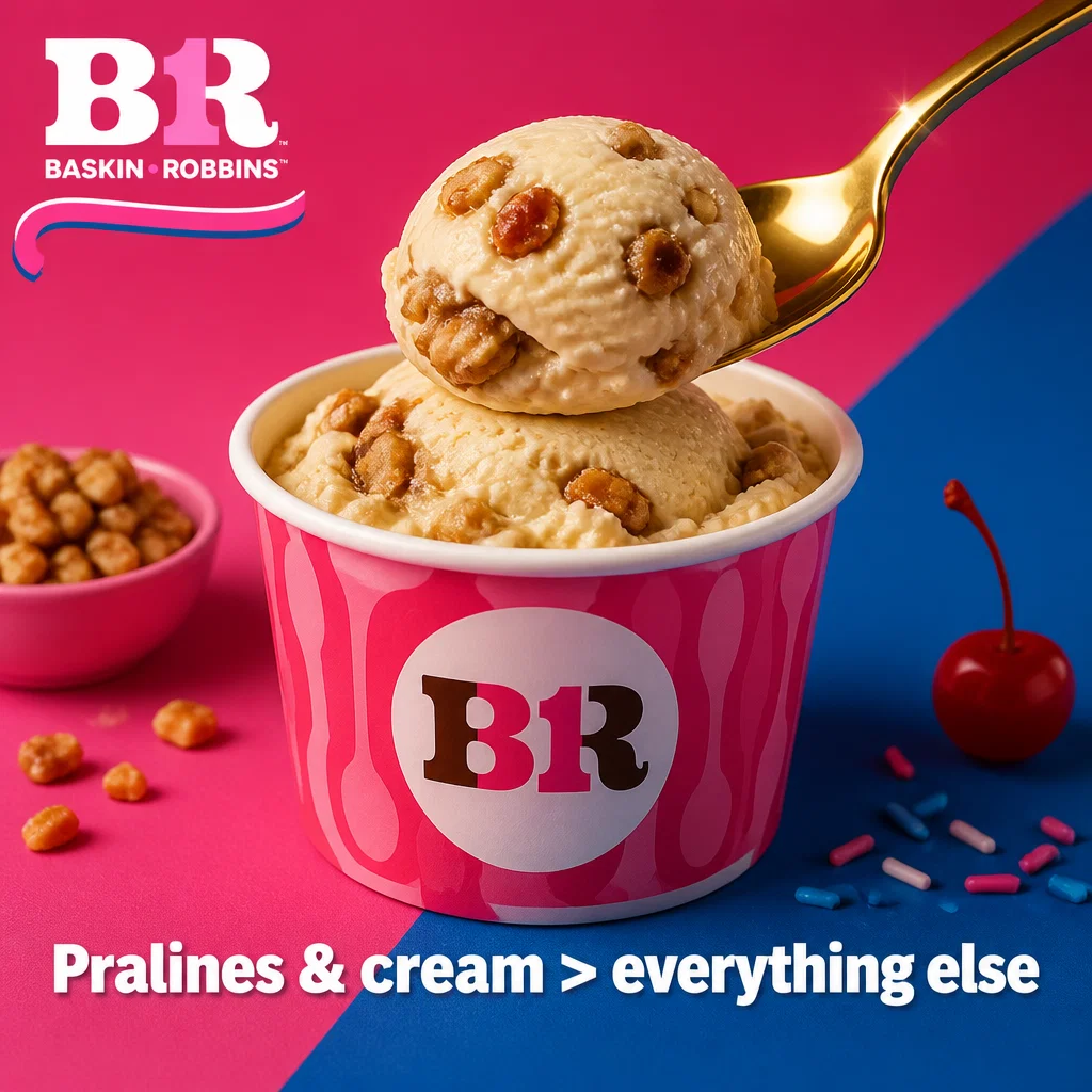 Baskin-Robbins meme ad example: Pralines & Cream Flex
