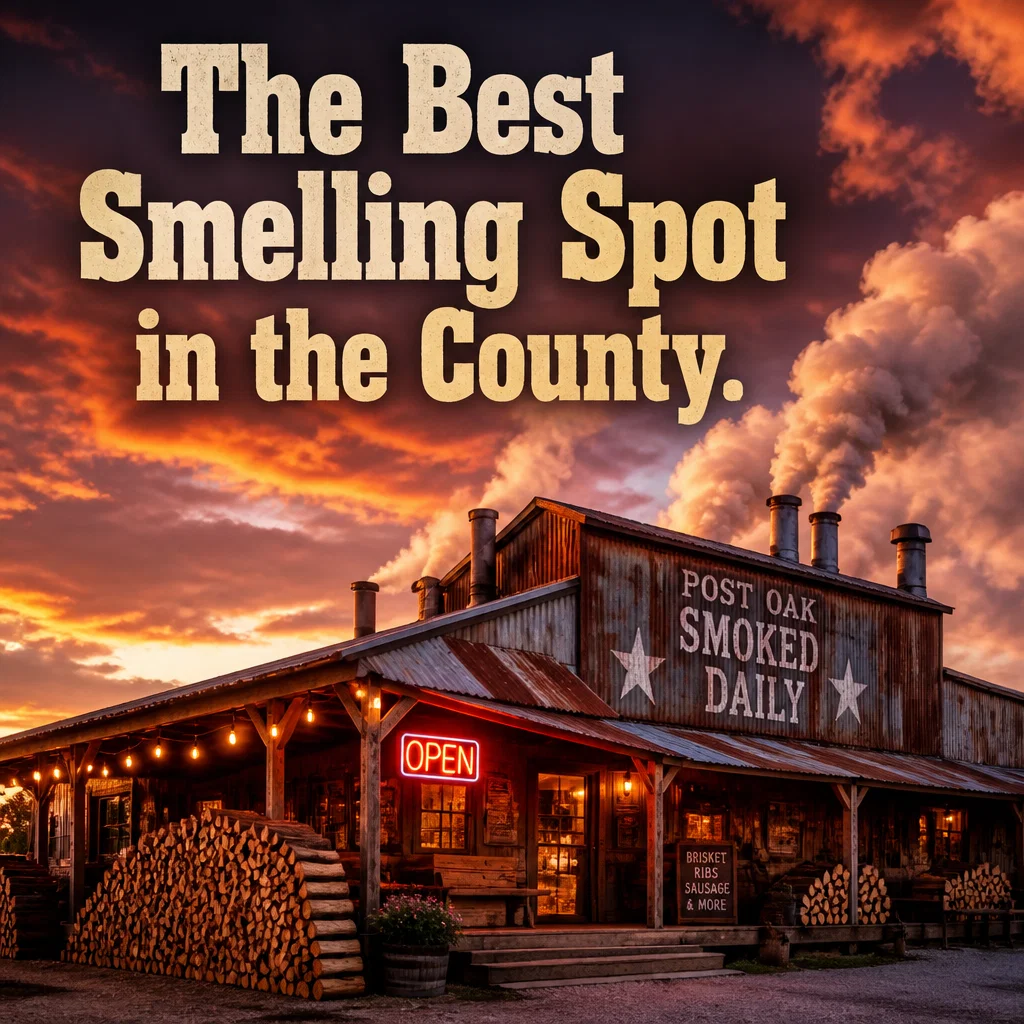 BBQ Restaurant ad concept example: The Golden Hour Smokehouse