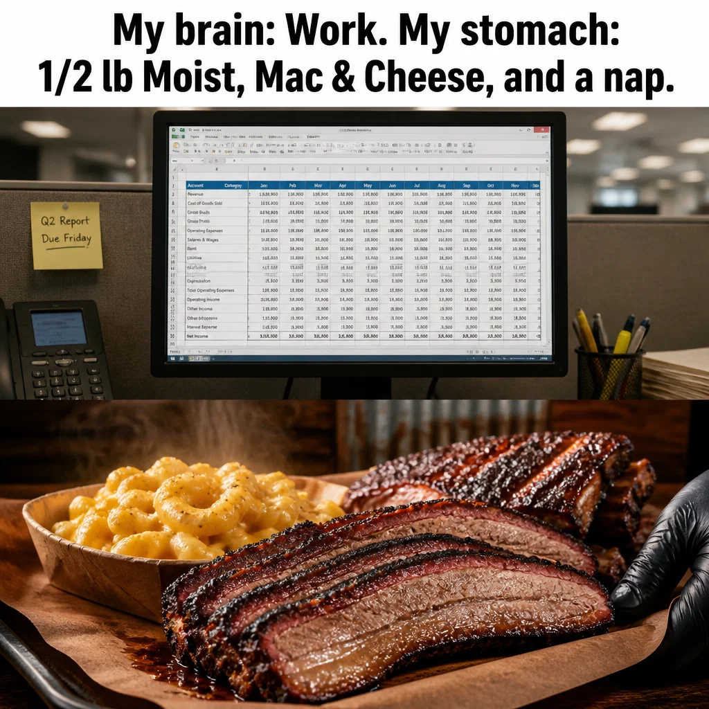BBQ Restaurant meme ad example: Work Life Balance