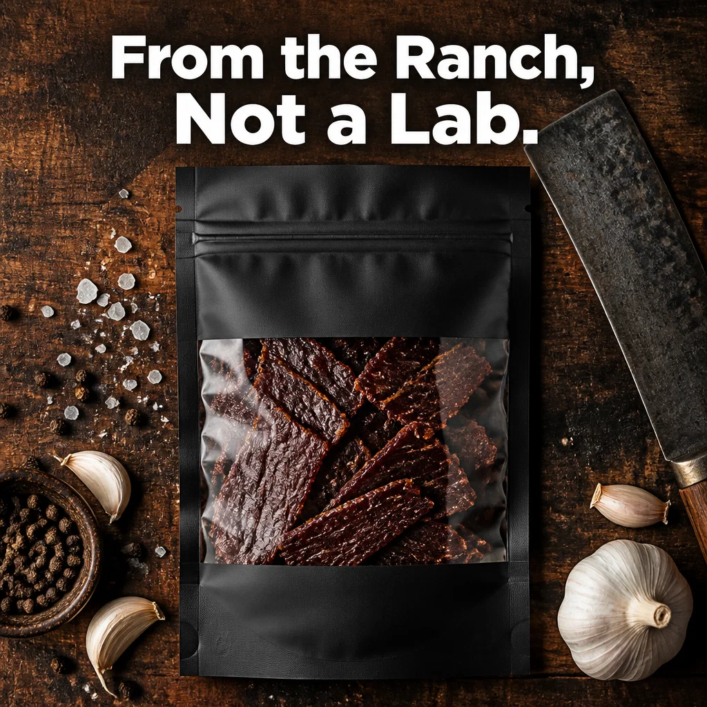 Beef Jerky ad concept example: The Butcher's Promise