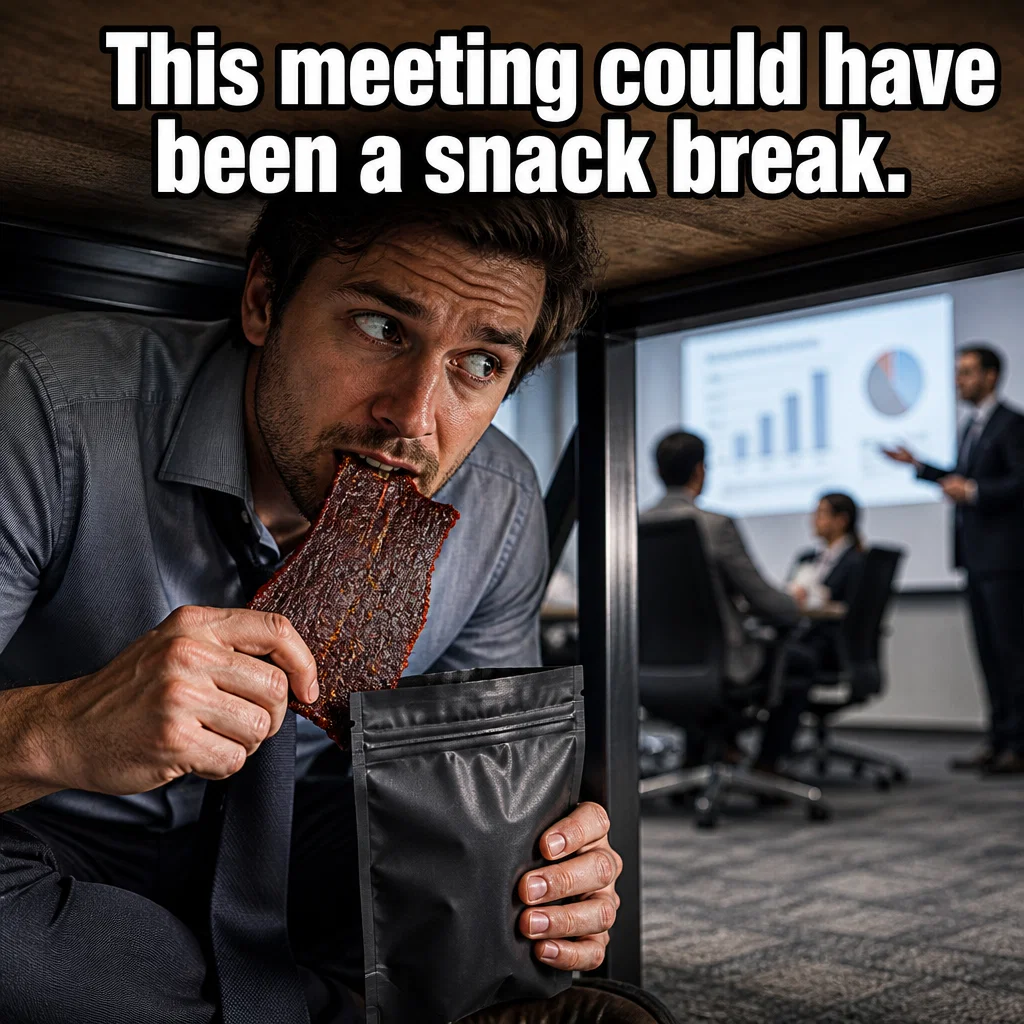 Beef Jerky meme ad example: Workday Survival