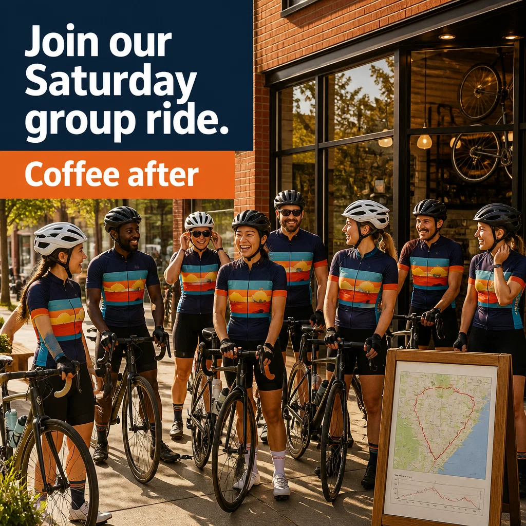 Bike Shop ad concept example: Weekend Group Roll