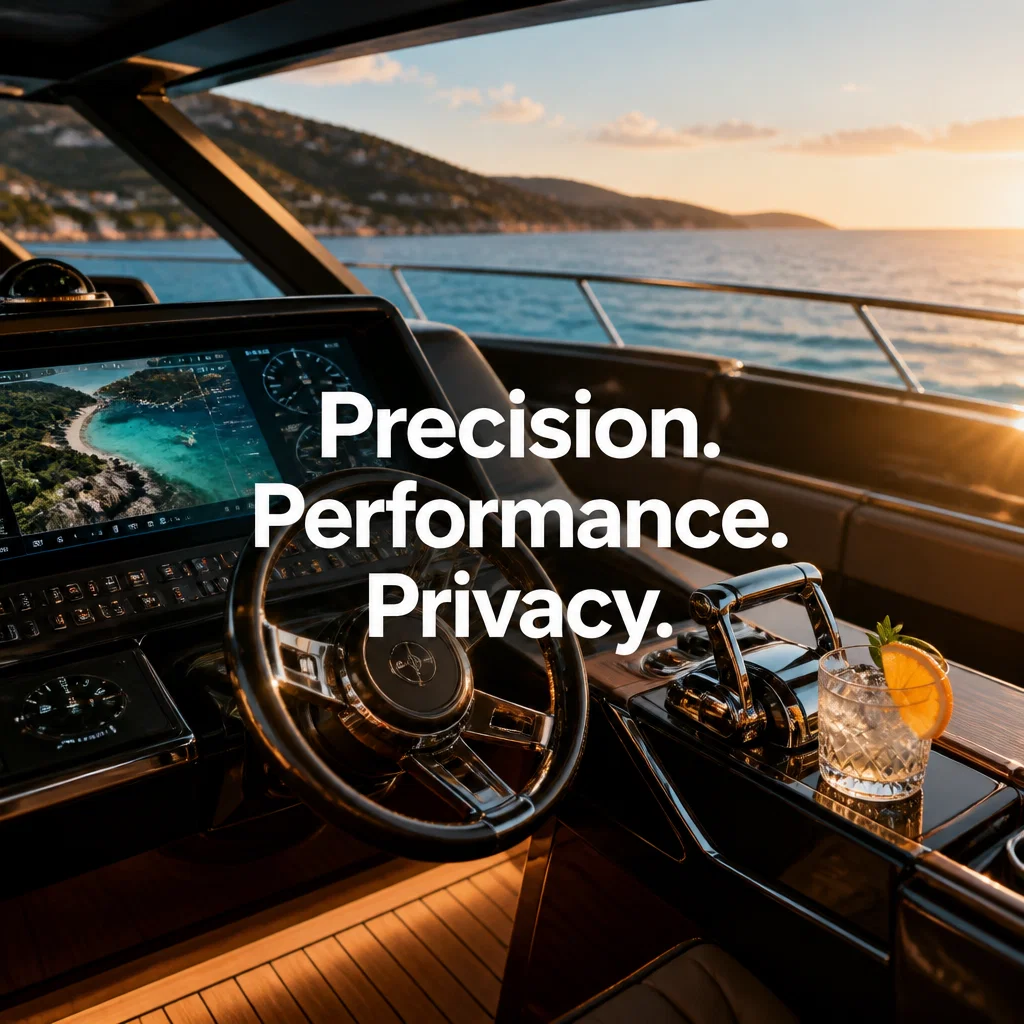 Boat Charter ad concept example: The Captain's Perspective
