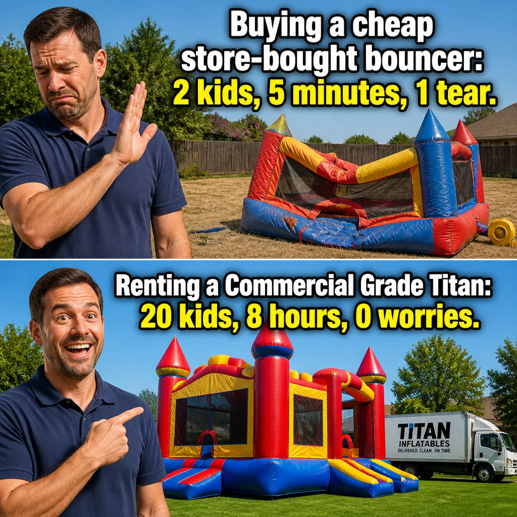 Bounce House Rental meme ad example: DIY vs Pro Rental