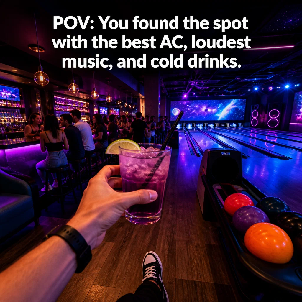 Bowling Alley meme ad example: Friday Night Priorities
