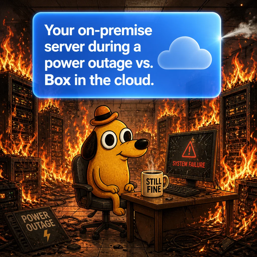 Box meme ad example: Legacy Server Stress