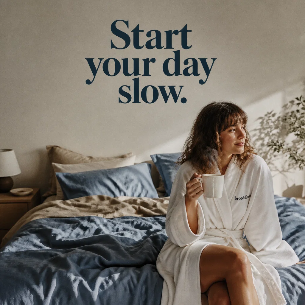 Brooklinen ad concept example: The Morning Coffee Moment
