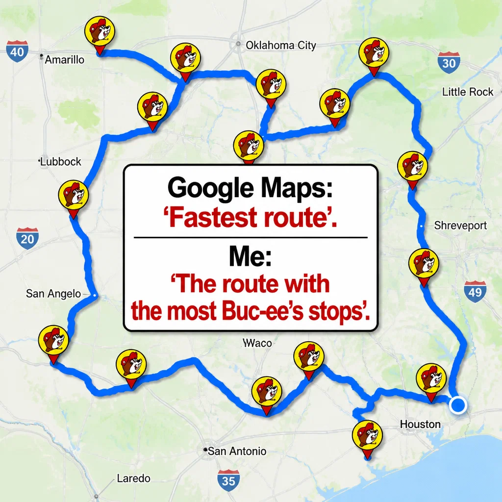 Buc-ee's meme ad example: The Road Trip Map