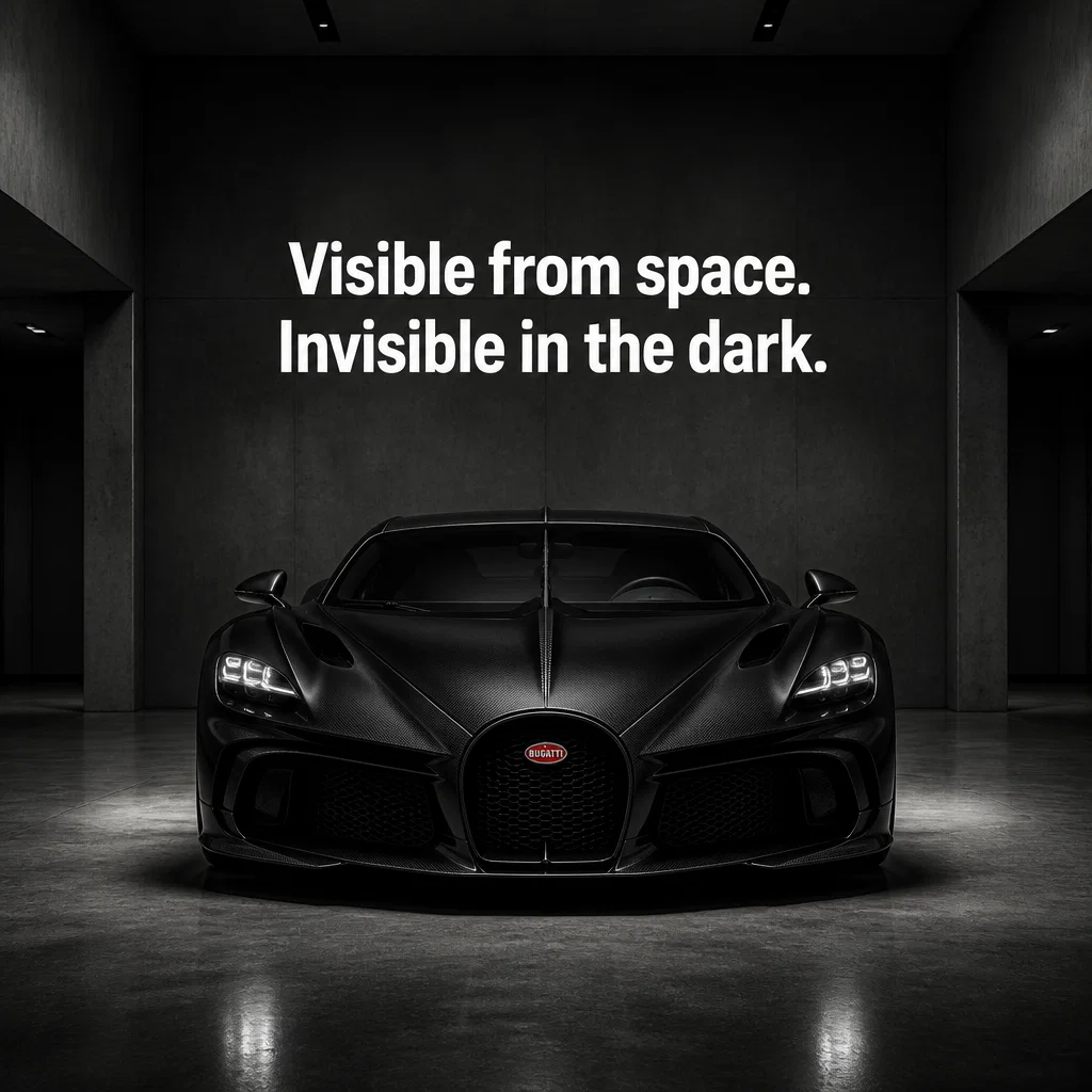 Bugatti ad concept example: Stealth Wealth