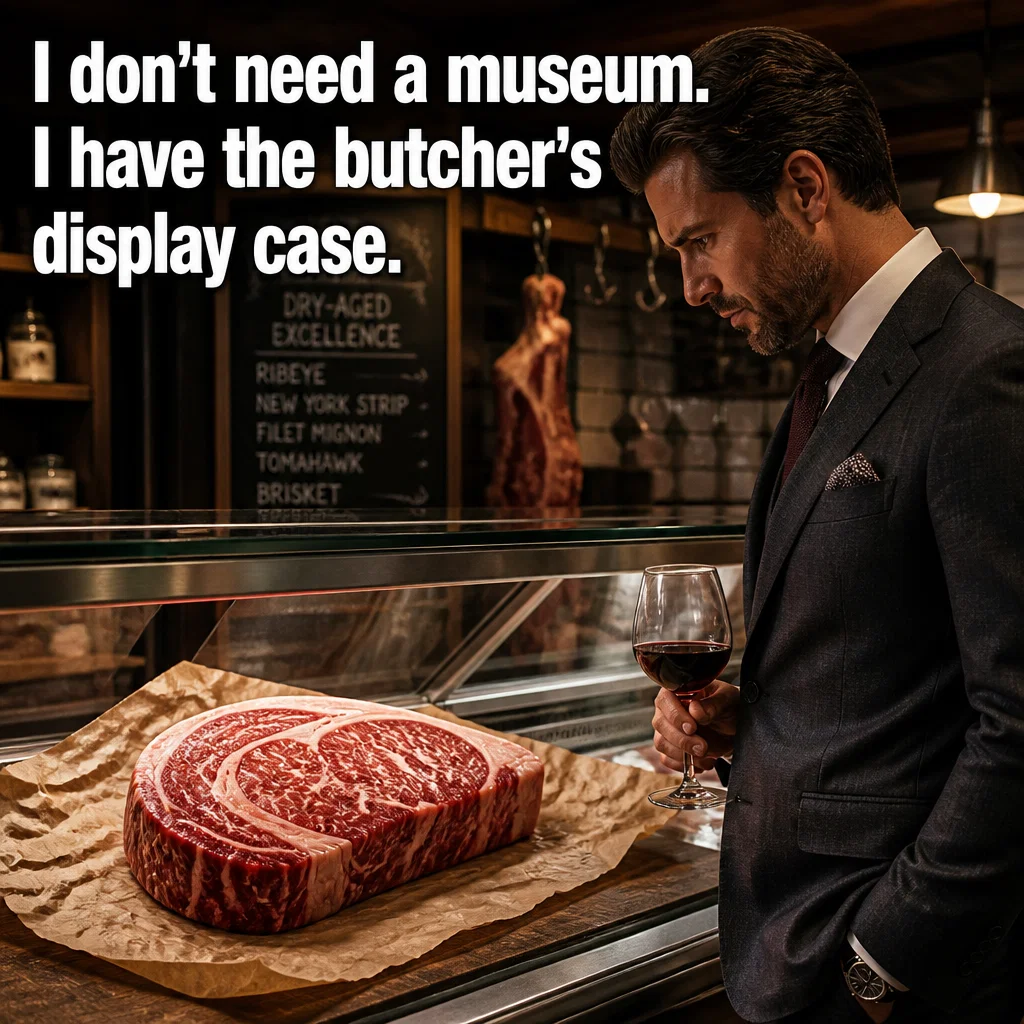 Butcher Shop meme ad example: The Art Gallery