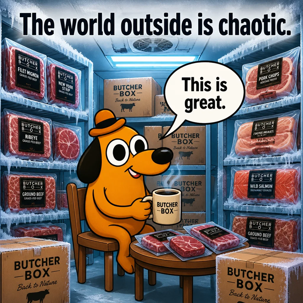ButcherBox meme ad example: This is Fine (Improved)