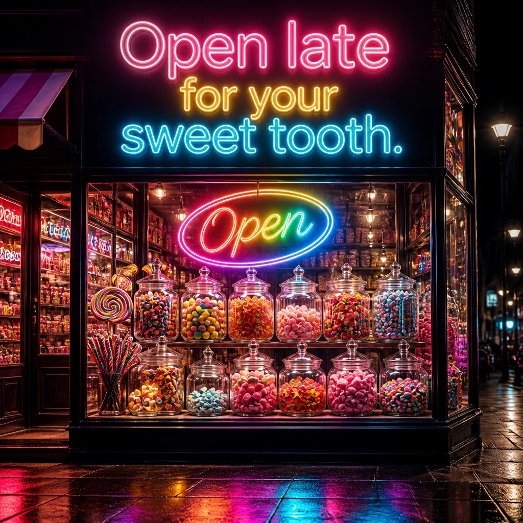 Candy Store ad concept example: The Midnight Craving