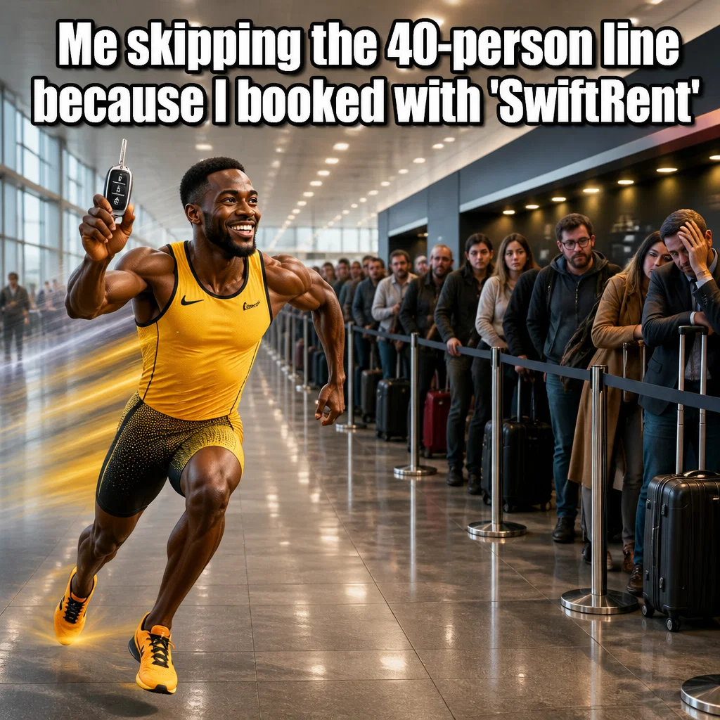 Car Rental meme ad example: The Airport Sprint