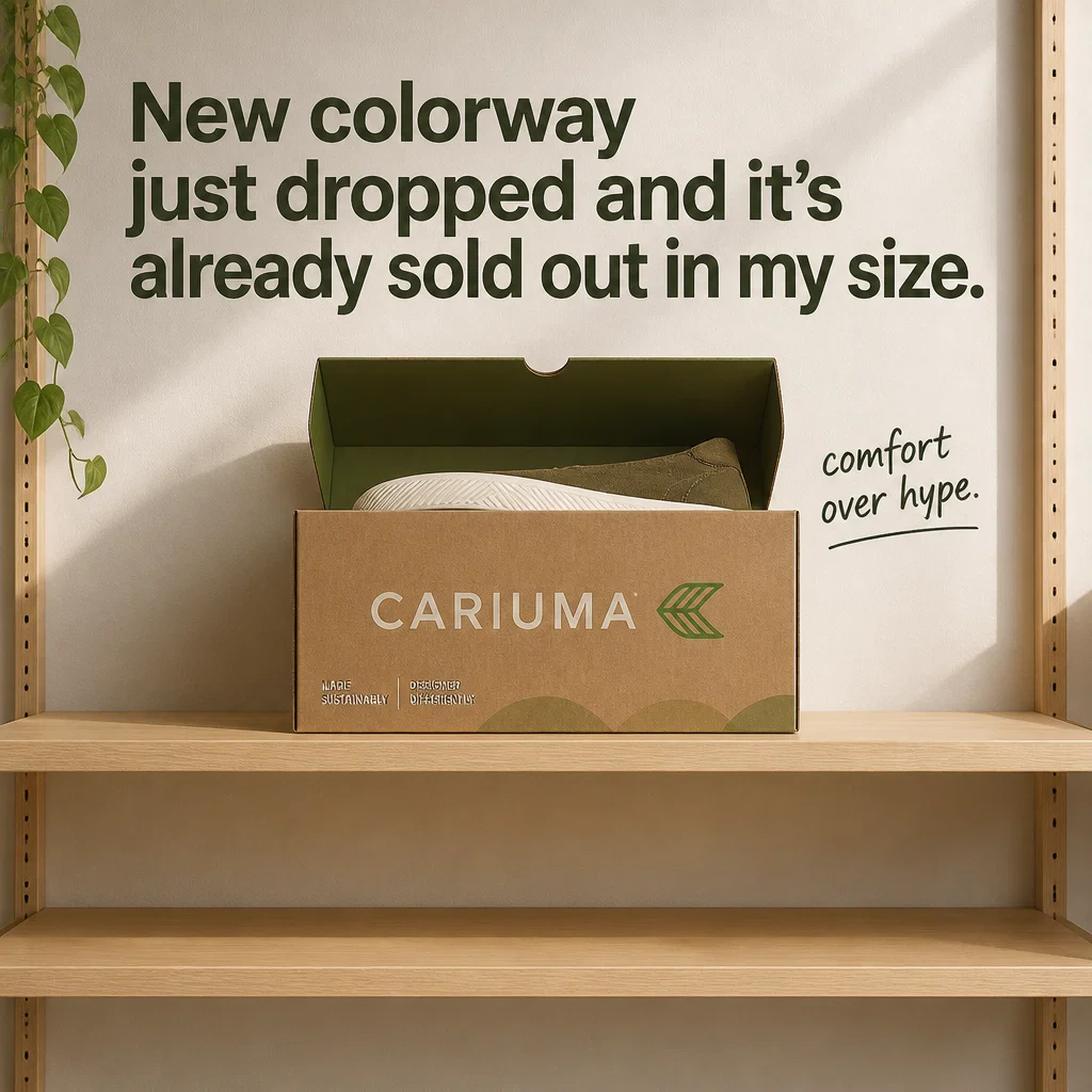 Cariuma meme ad example: Colorway Drop
