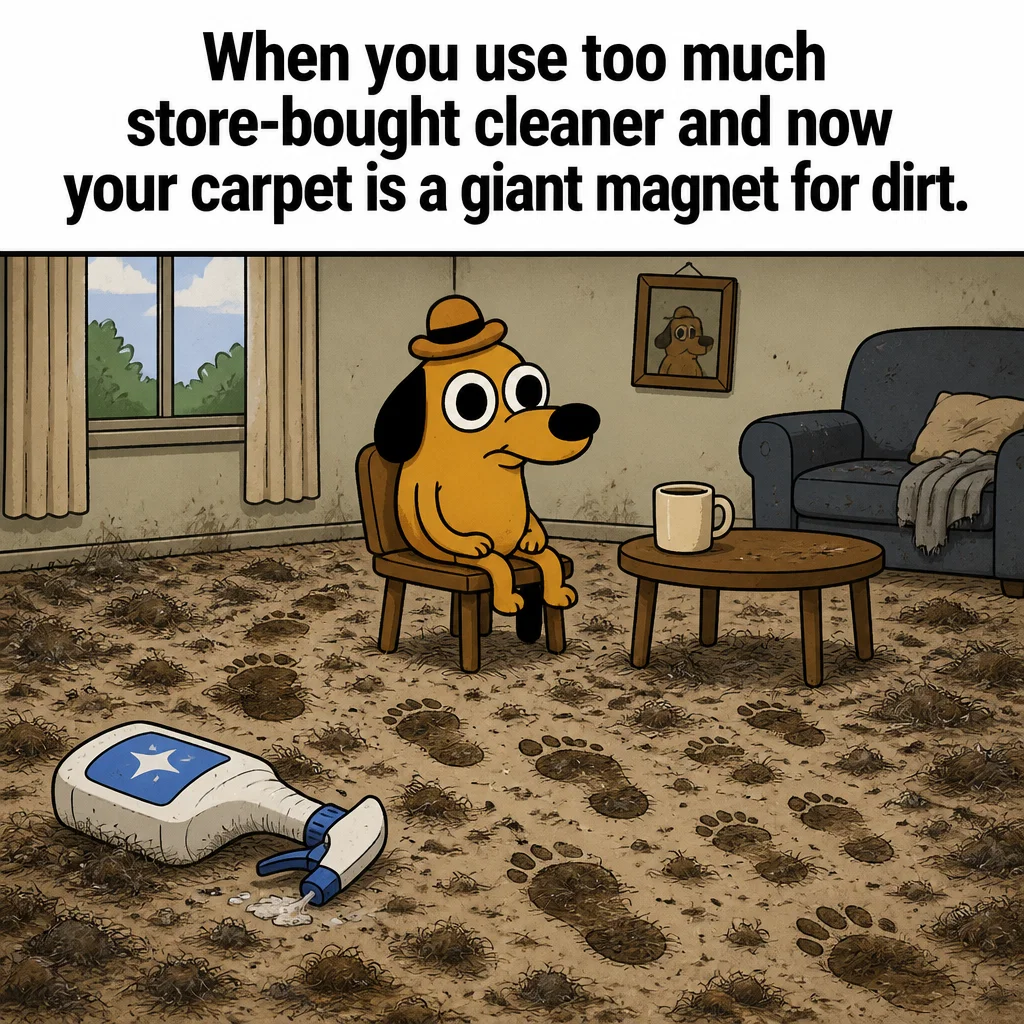 Carpet Cleaning meme ad example: Soap Residue Nightmare