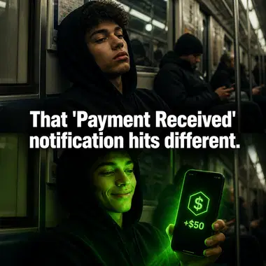 Cash App meme ad example: The Notification High