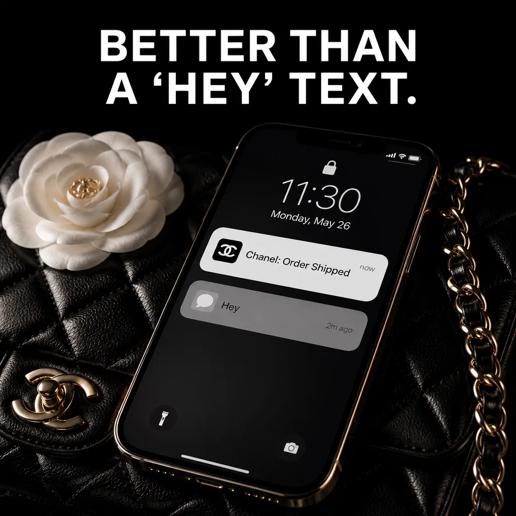 Chanel meme ad example: The Notification Joy