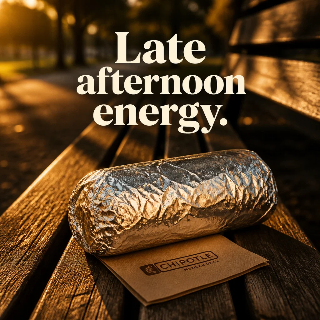 Chipotle ad concept example: The Golden Hour Burrito