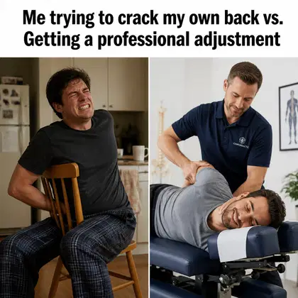 Chiropractor meme ad example: The Self-Crack Struggle