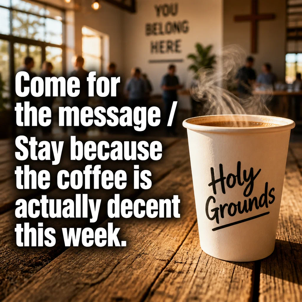 Church meme ad example: Church Coffee Logic