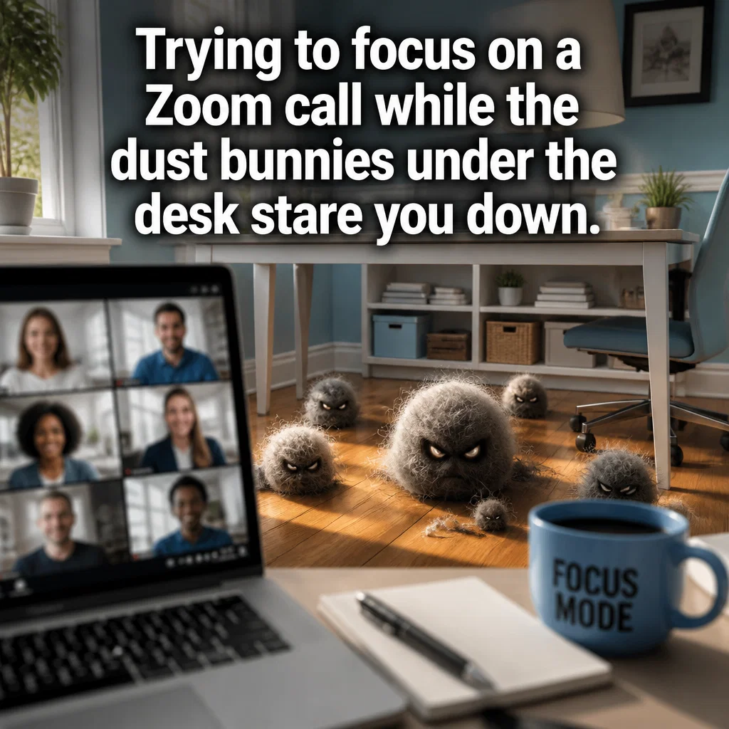 Cleaning Service meme ad example: Work From Home Woes