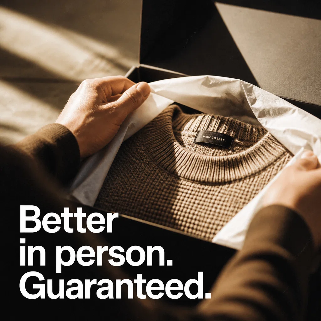 Clothing Brand ad concept example: The Unboxing Glow