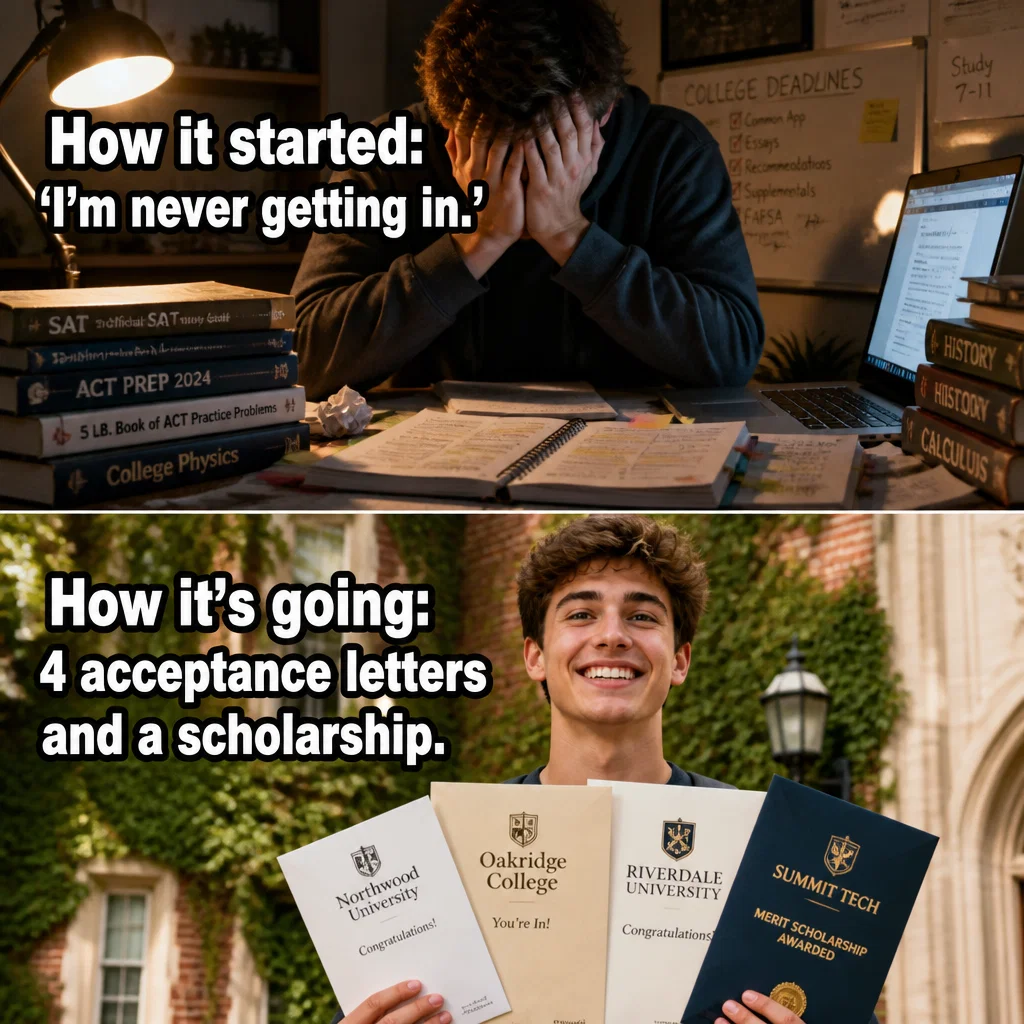 College Counseling meme ad example: The Acceptance Glow-Up