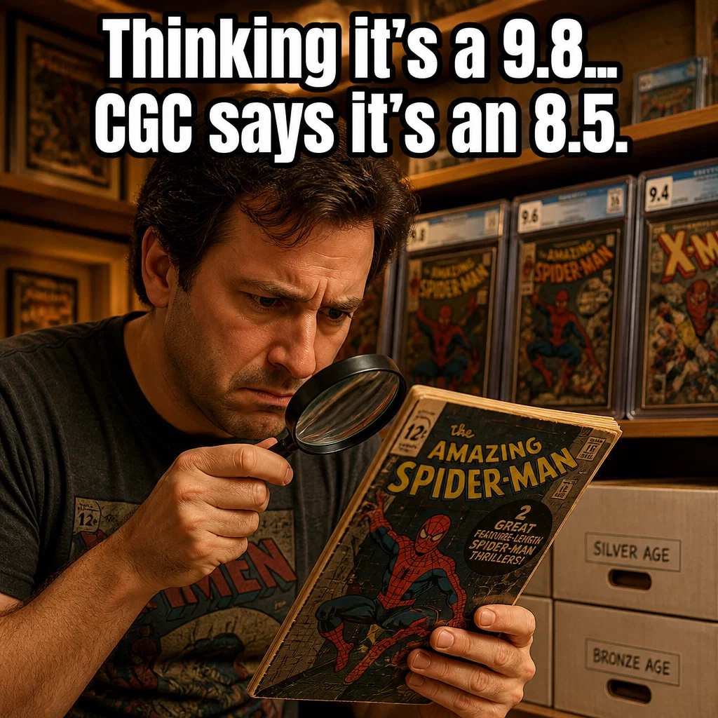 Comic Shop meme ad example: The Grading Struggle