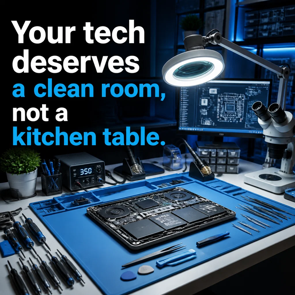 Computer Repair ad concept example: The Professional Workbench