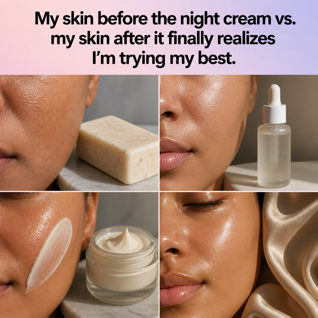Cosmetics Brand meme ad example: The Glow Transformation