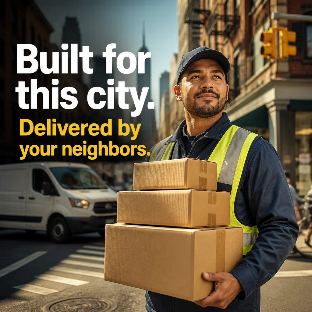 Courier Service ad concept example: Local Hero Branding