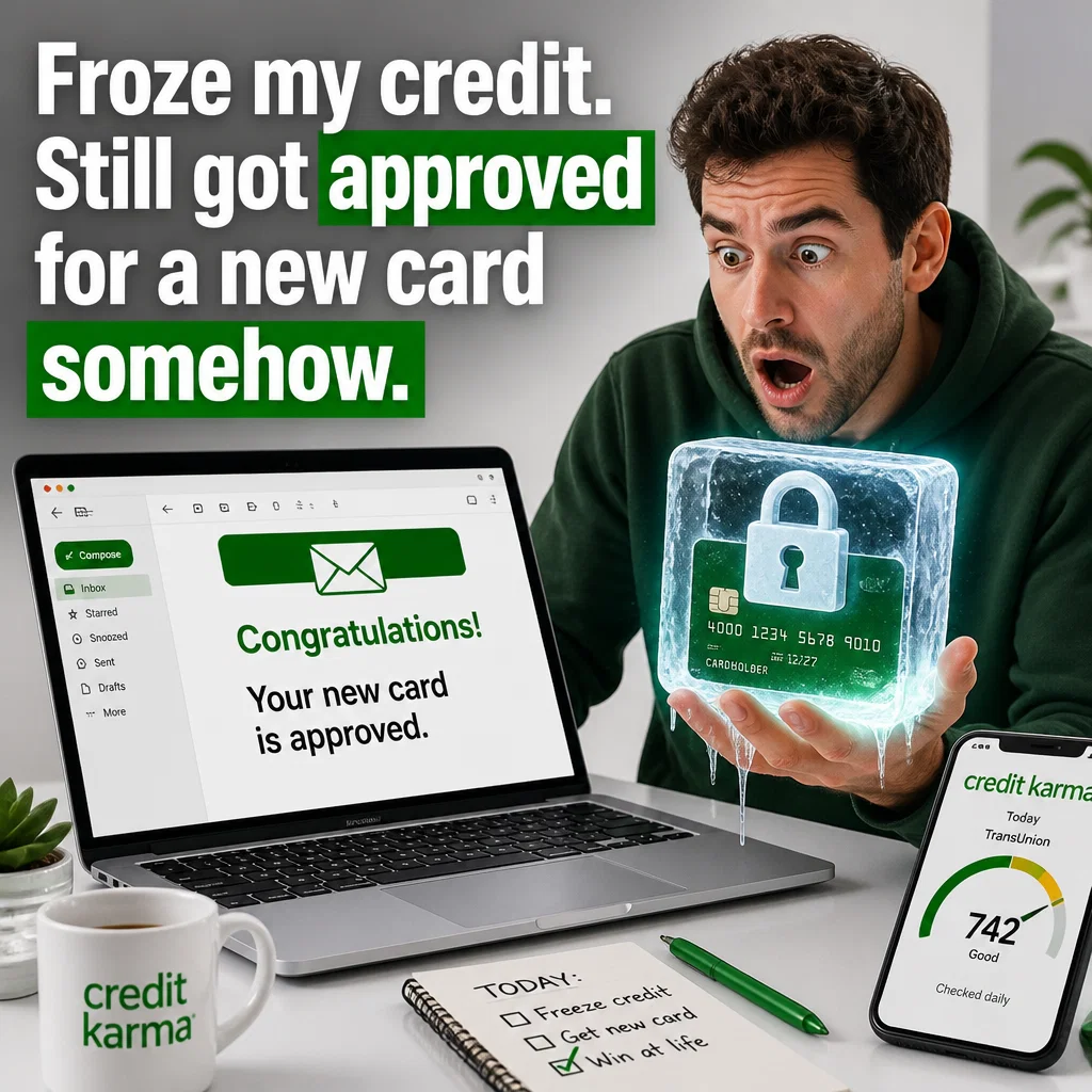 Credit Karma meme ad example: Identity Freeze Fail