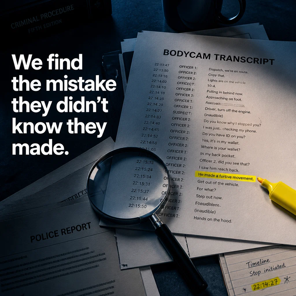 Criminal Defense Lawyer ad concept example: The Evidence Review