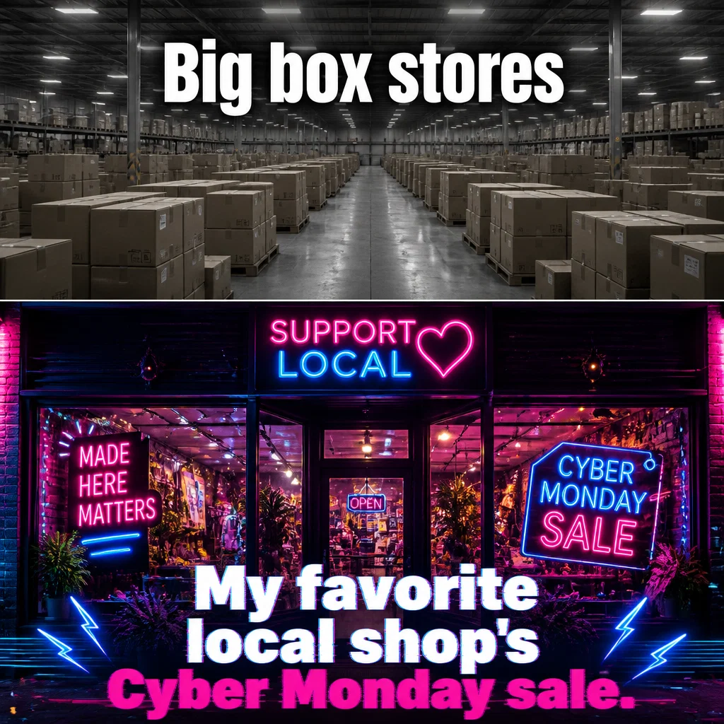 Cyber Monday meme ad example: The Storefront Hero