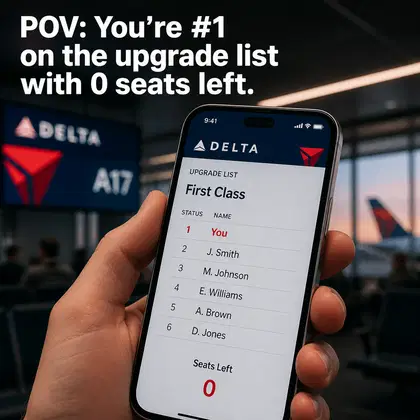 Delta meme ad example: The Upgrade List Tension