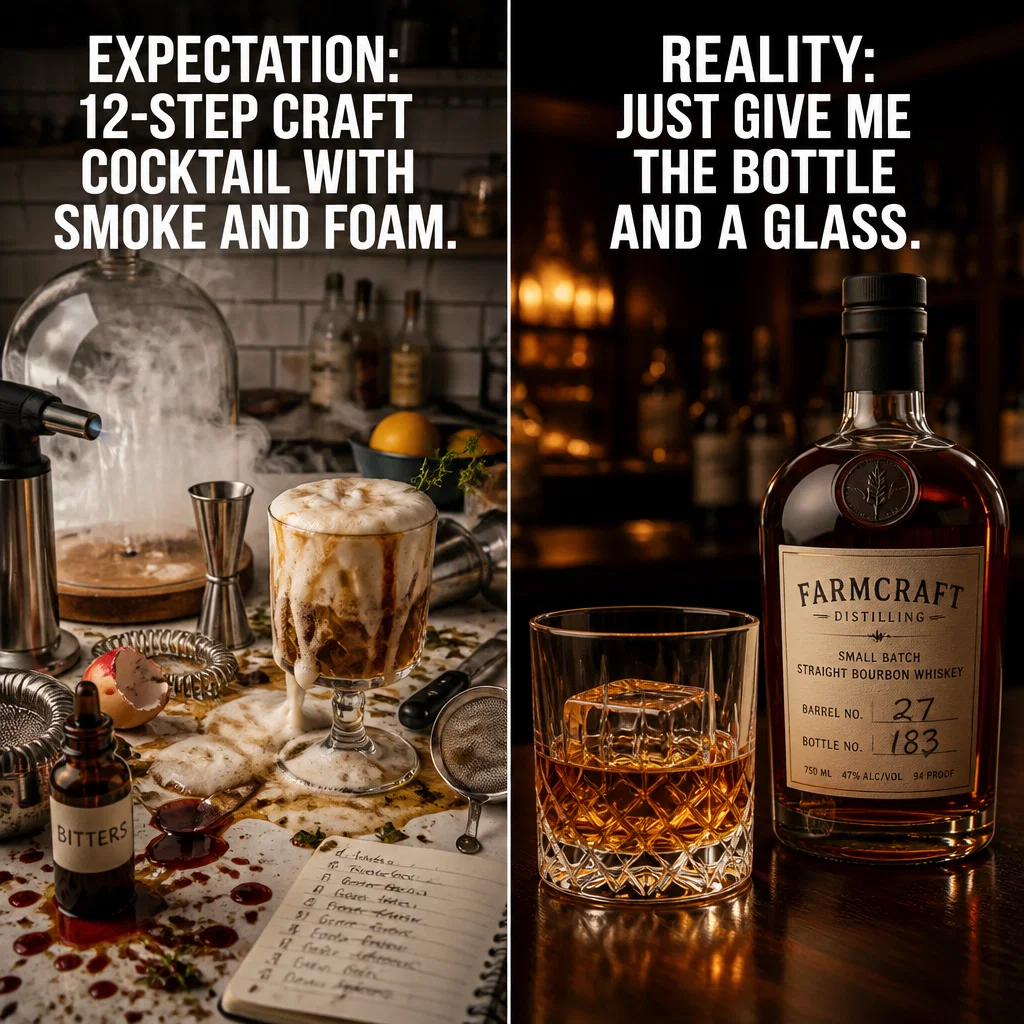 Distillery meme ad example: The Mixology Struggle