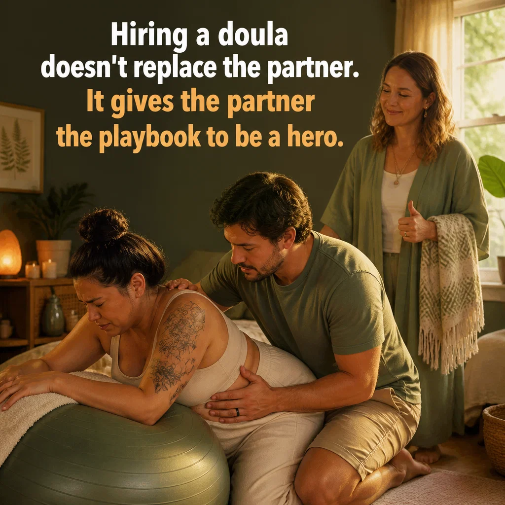 Doula meme ad example: The Partner's Hero Moment